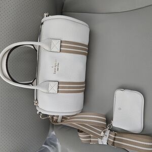Kate Spade White and Tan Women's Barrell Bag NWOT